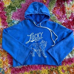 Lucky Brand Bear Cropped Hooded Sweatshirt
